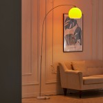 (Orange, 145-220 cm) Modern Arch Floor Lamp Reading Light with Marble Base